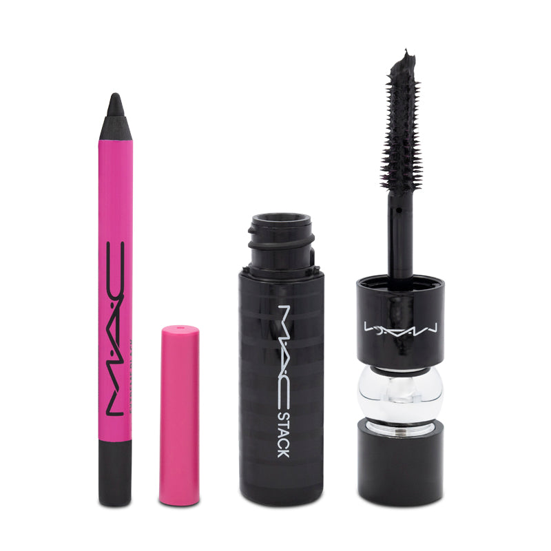 MAC Black Mac Stack Mascara & Eyeliner Travel Eye Kit Make Up Set