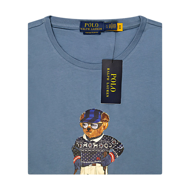 Ralph Lauren Polo Custom Slim FIt Polo Bear T-Shirt Blue Men's