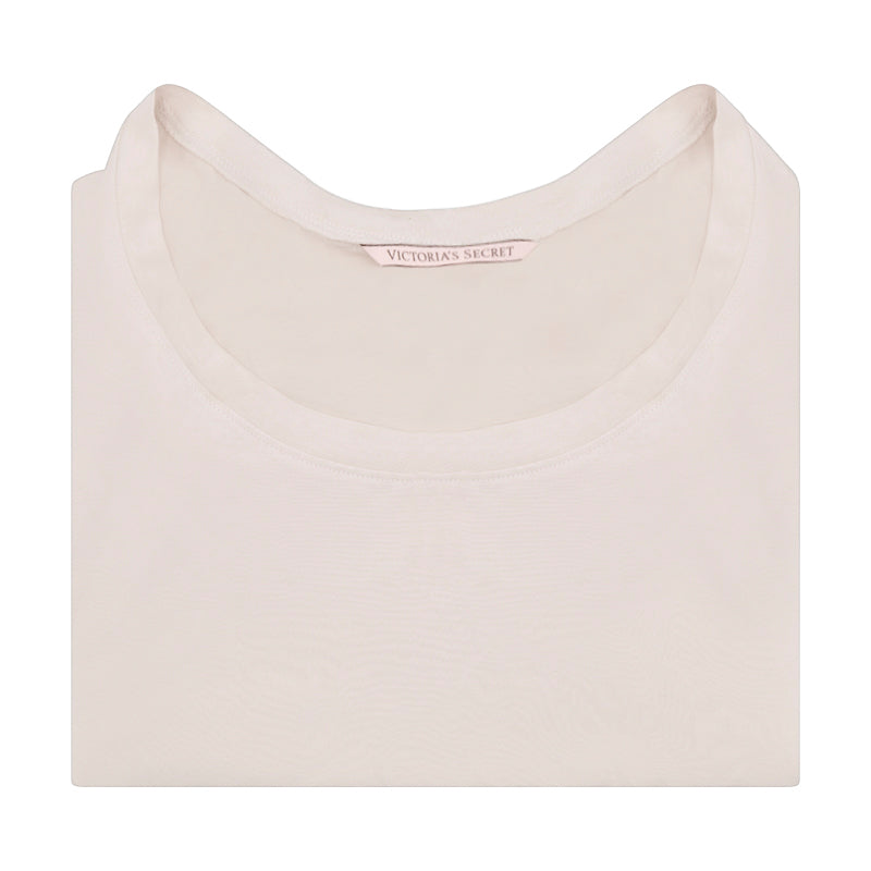 Victoria's Secret Cream Cotton Linen T-Shirt Womens - X Large