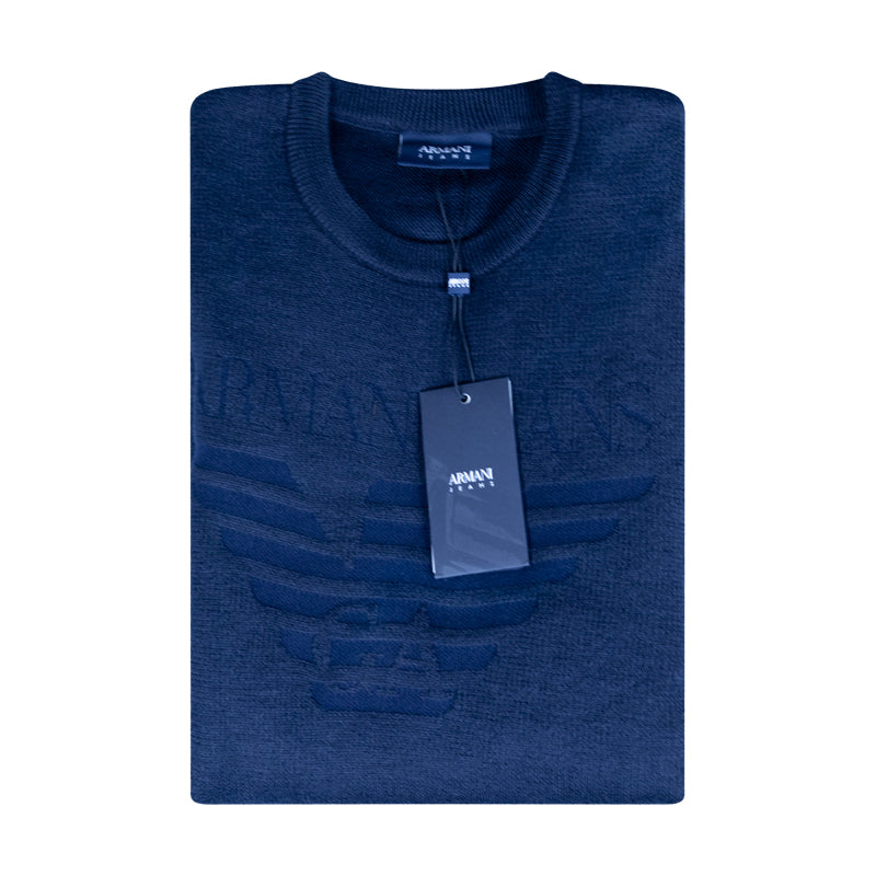 Armani Jeans Long Sleeve Women's Pullover Jumper Blue Notte