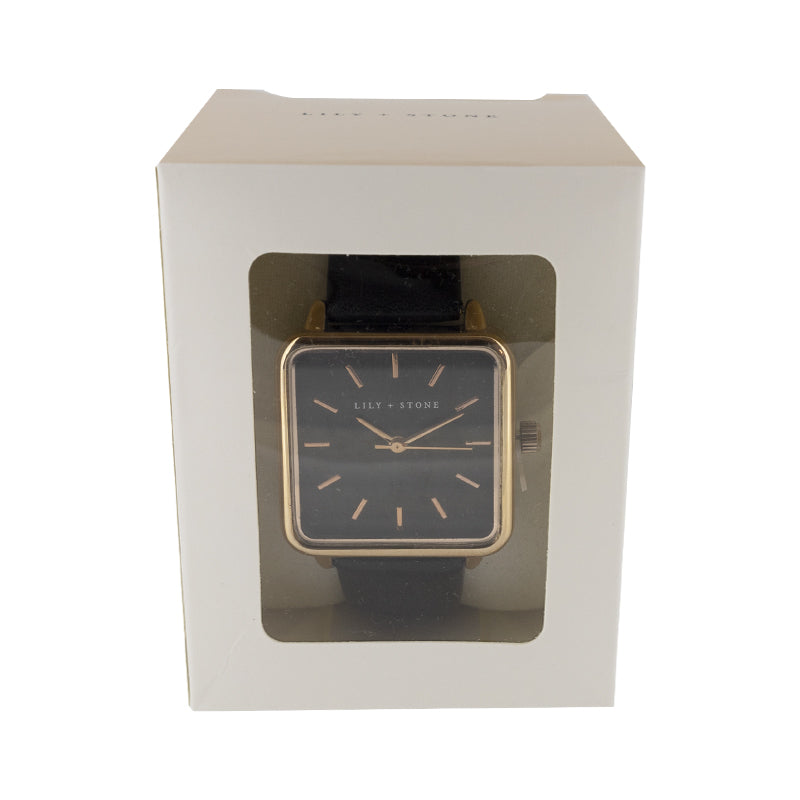 Lily & Stone Rose Gold & Black Ladies Watch