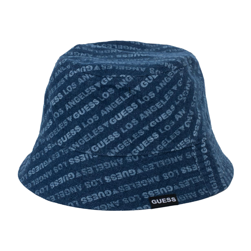 Guess Men's Blue Logo Cotton Bucket Hat | Men's Hat