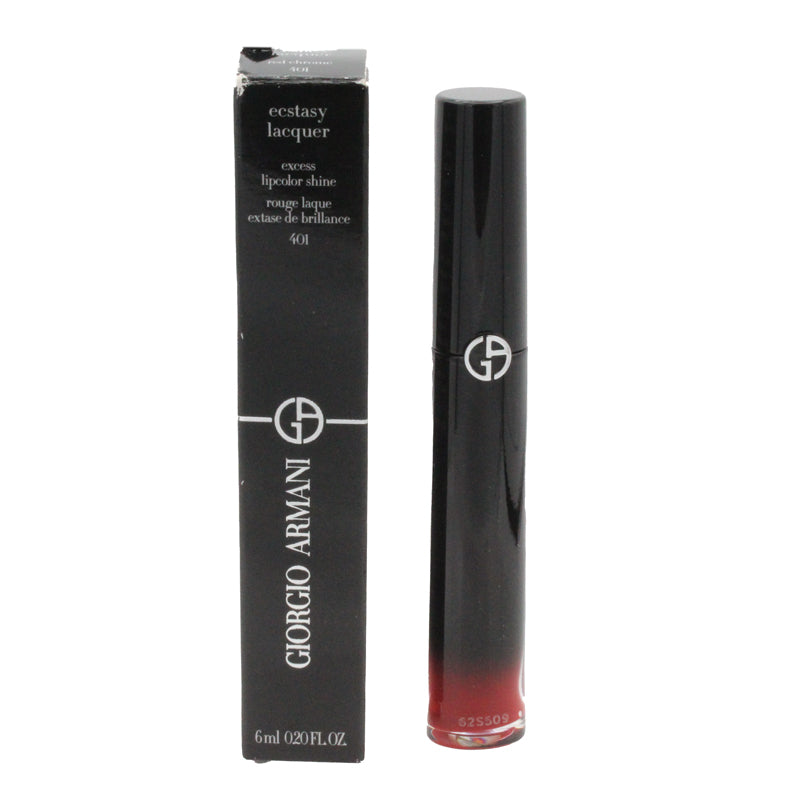 Giorgio Armani Ecstasy Lacquer Lipstick 401 Red Chrome (Blemished Box)