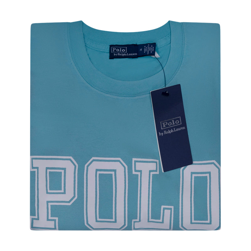 Ralph Lauren T-Shirt with Crest Polo Logo Aqua Women's