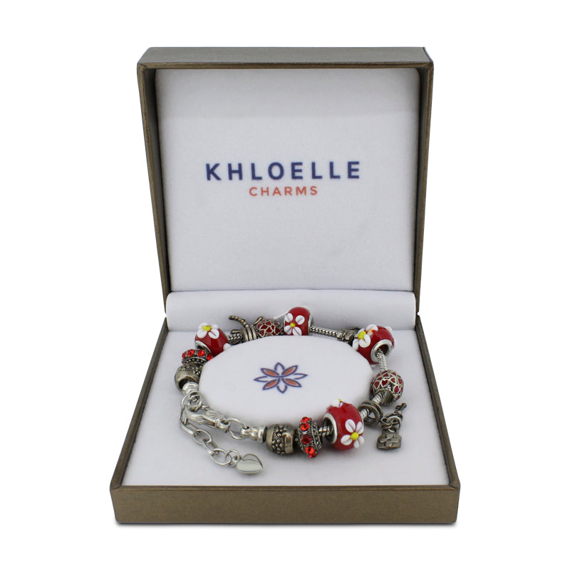 Khloelle Charm Bracelet Red Flowers And Anchor LC0070996