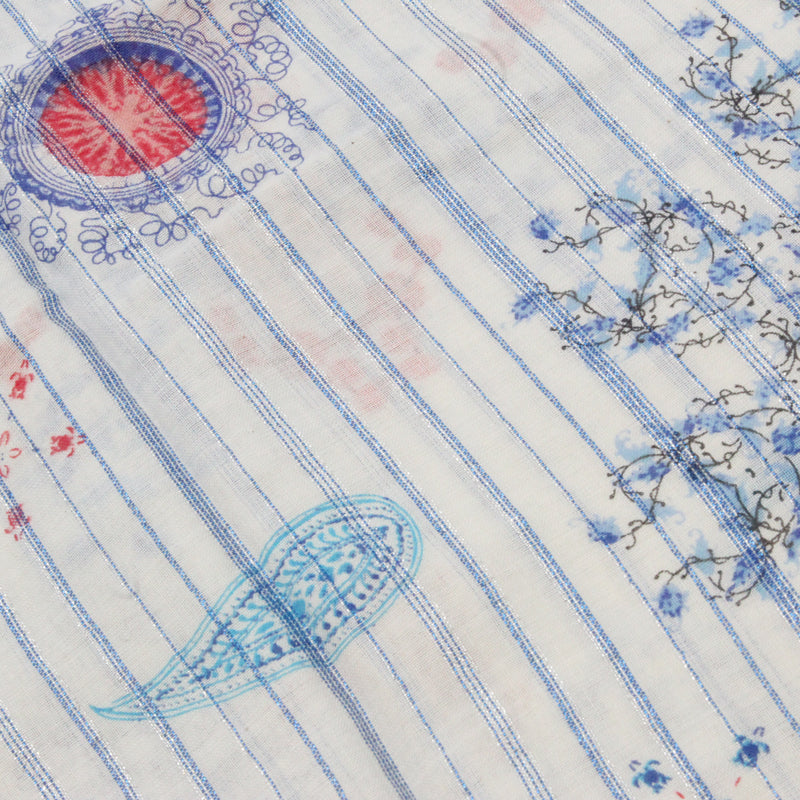 Desigual Blue Ocean Vibes Design White Scarf