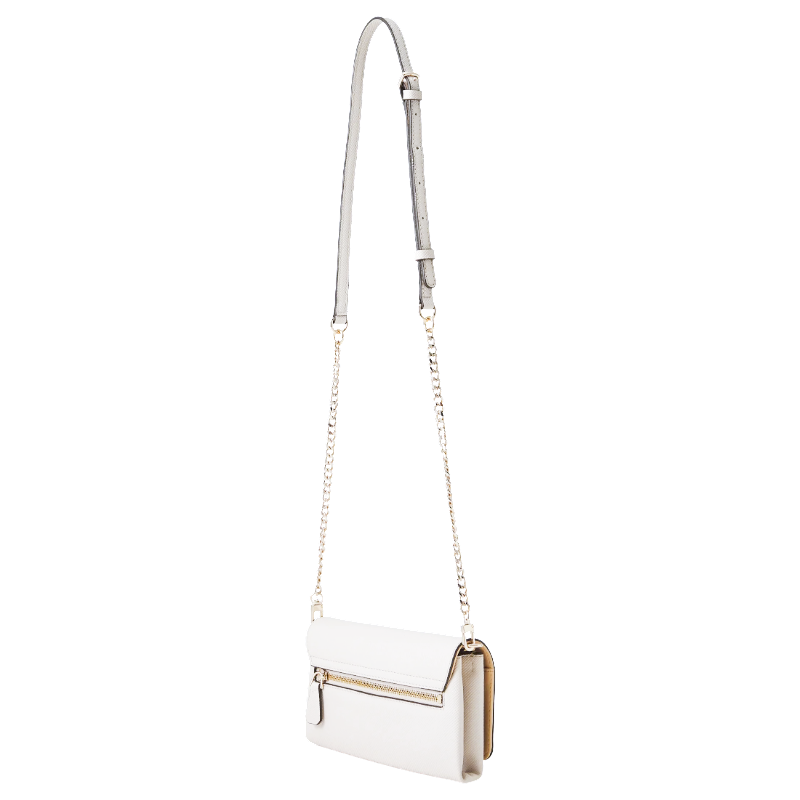 Guess Women's Noelle Mini Logo Chain Crossbody Bag White