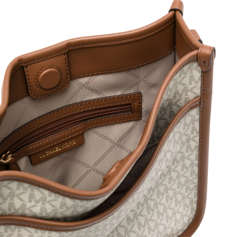 Michael Kors Luisa Large Leather Messenger Bag Vanilla/Brown