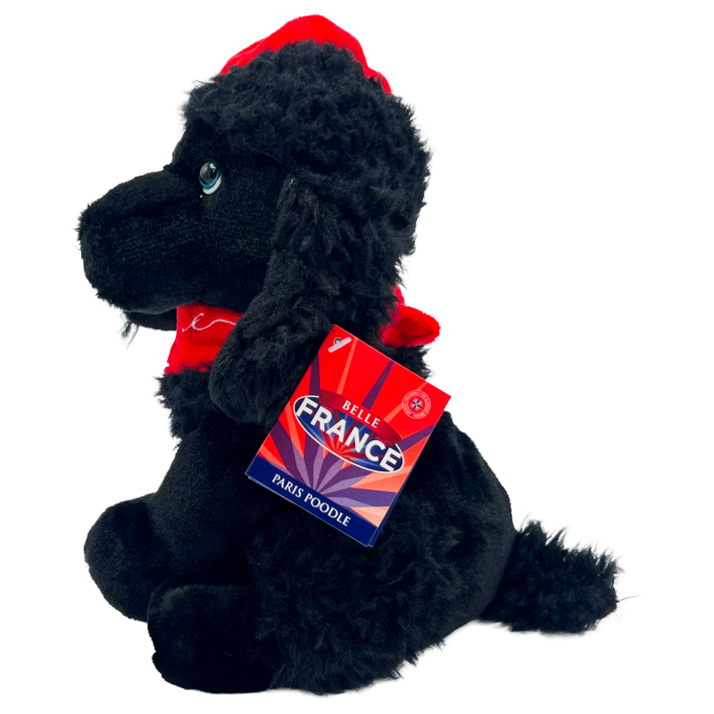 Keel Toys Paris France Poodle Black 20cm With Hat & Bandana