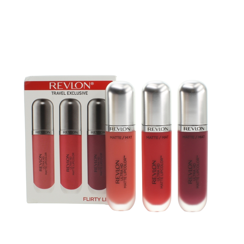 Revlon Lipstick Set 3 Ultra HD Matte Red Pink Purple 5.5ml