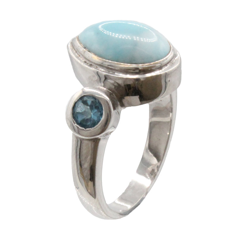 Marahlago Atlantic Pear Larimar Stone Sterling Silver Ring Size 7