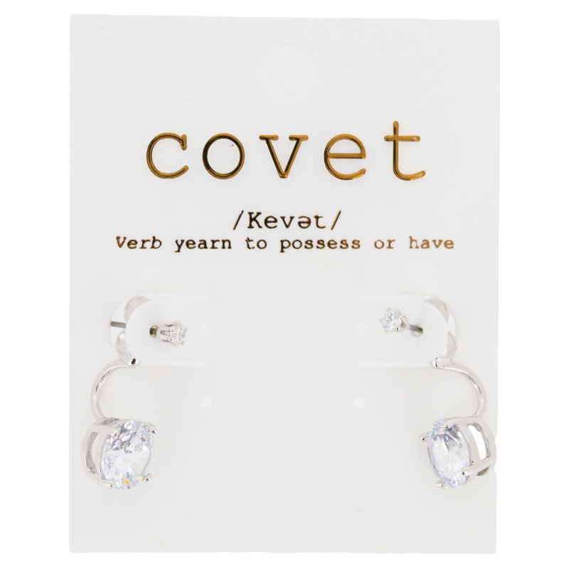 Covet Silver Coloured Classic Cubic Zirconia Earrings DF3128R