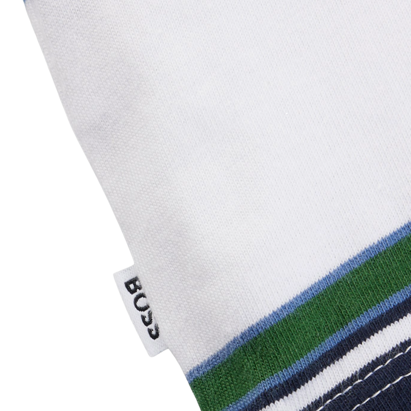 Hugo Boss Boys T-Shirt Striped White Green 100% Cotton