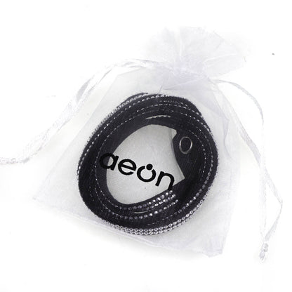 Black Crystal Studded Wrap Bracelet By Aeon