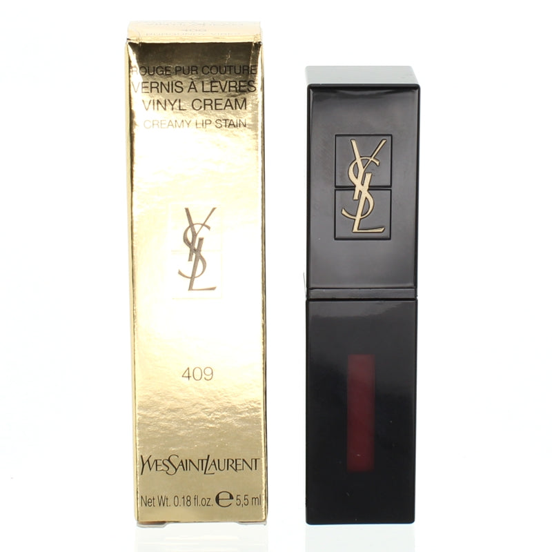 YSL Red Lip Stain Rouge Pur Couture Creamy 409 Burgundy Vibes