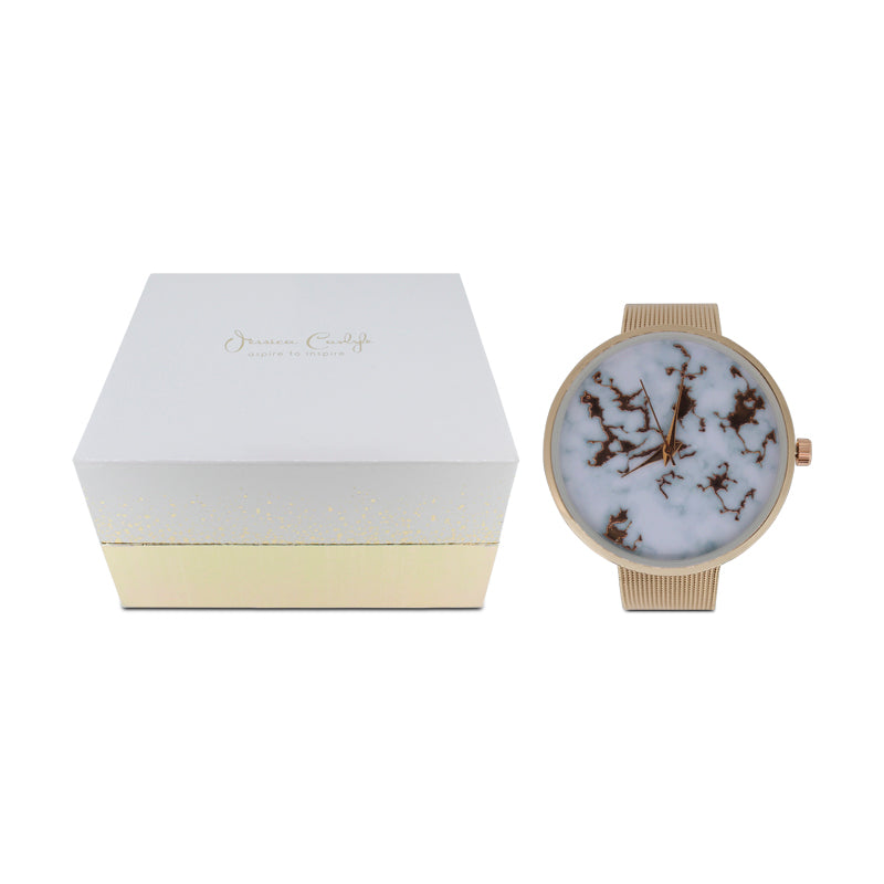 Jessica Carlyle Rose Gold Mesh Watch And Bracelet Set "Follow Your Stars" 6874