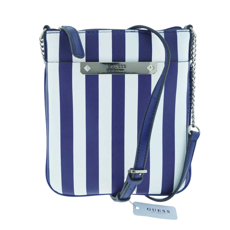 Guess Britta Mini Blue Stripe Crossbody Handbag