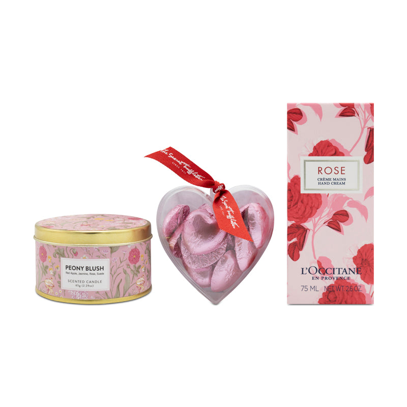 L'Occitane Rose Hand Cream 75ml, Candle & Luxury Heart Swiss Chocolate's