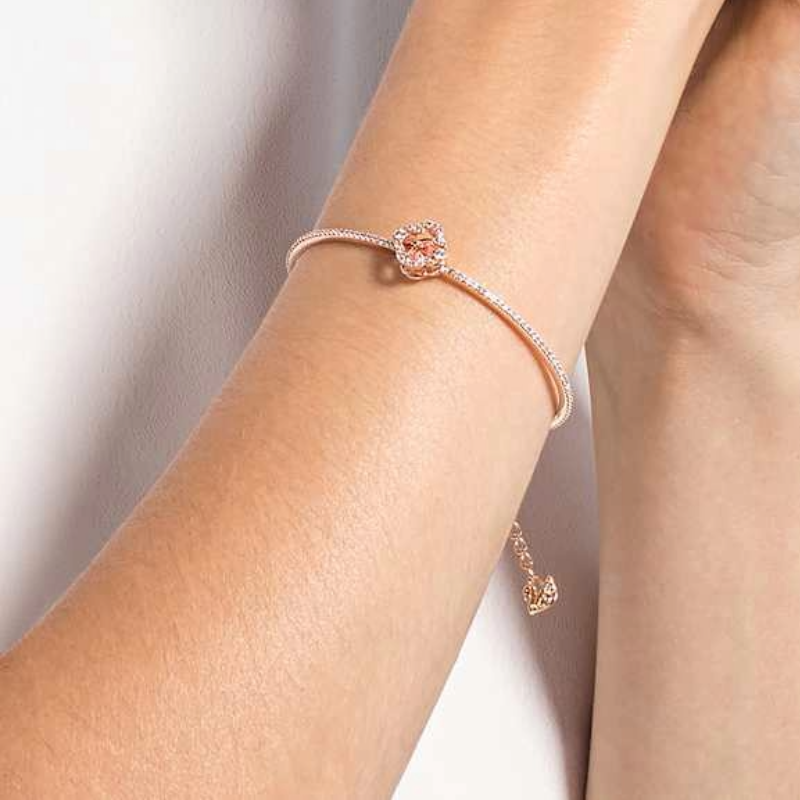 Swarovski Rose-gold Tone Plated Sparkling Dance Clover Bangle 5516476