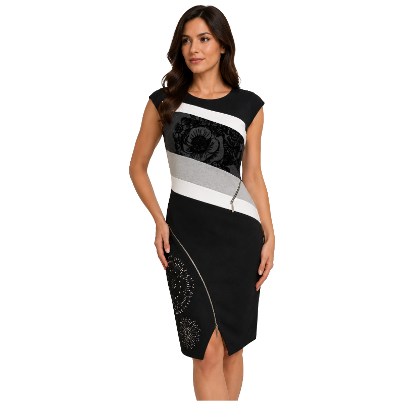 Desigual - Woman - Black dress with zipper details - Candice - Candice