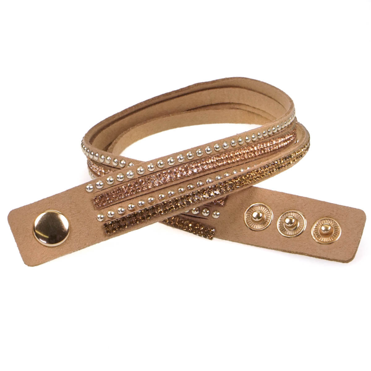 Crystal Double Wrap Slake Bracelet By Hunki Dori