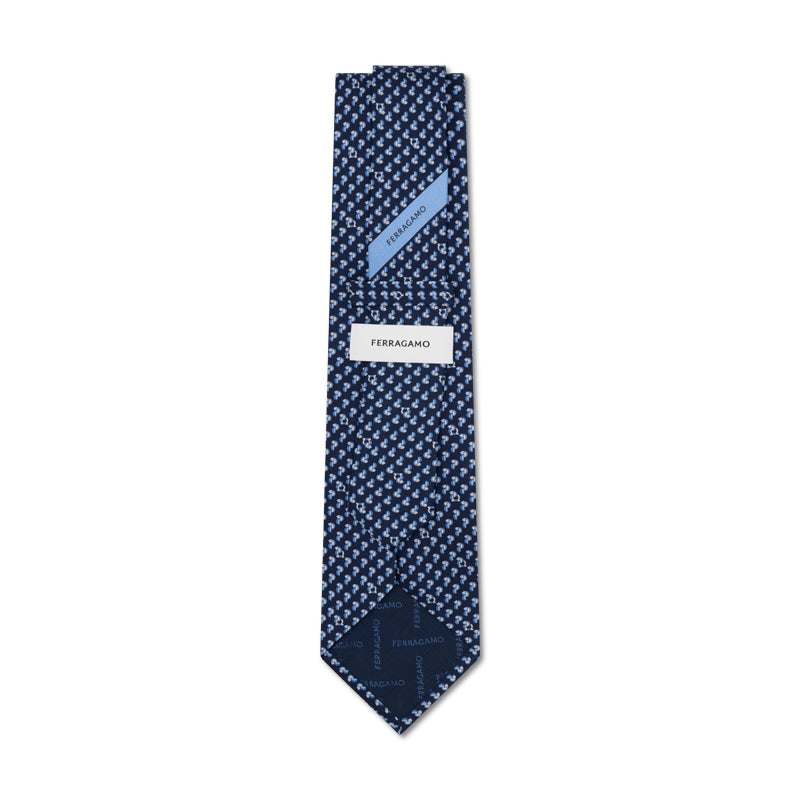 Salvatore Ferragamo Silk Animal Print Tie Blue