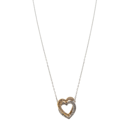 Swarovski Rose Gold & Silver Infinity Double Heart Necklace