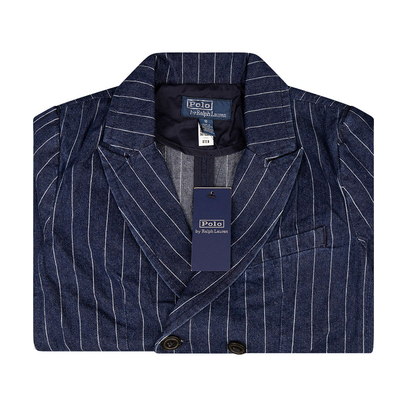 Ralph Lauren Polo Pinstripe Denim Blazer Indigo Women's