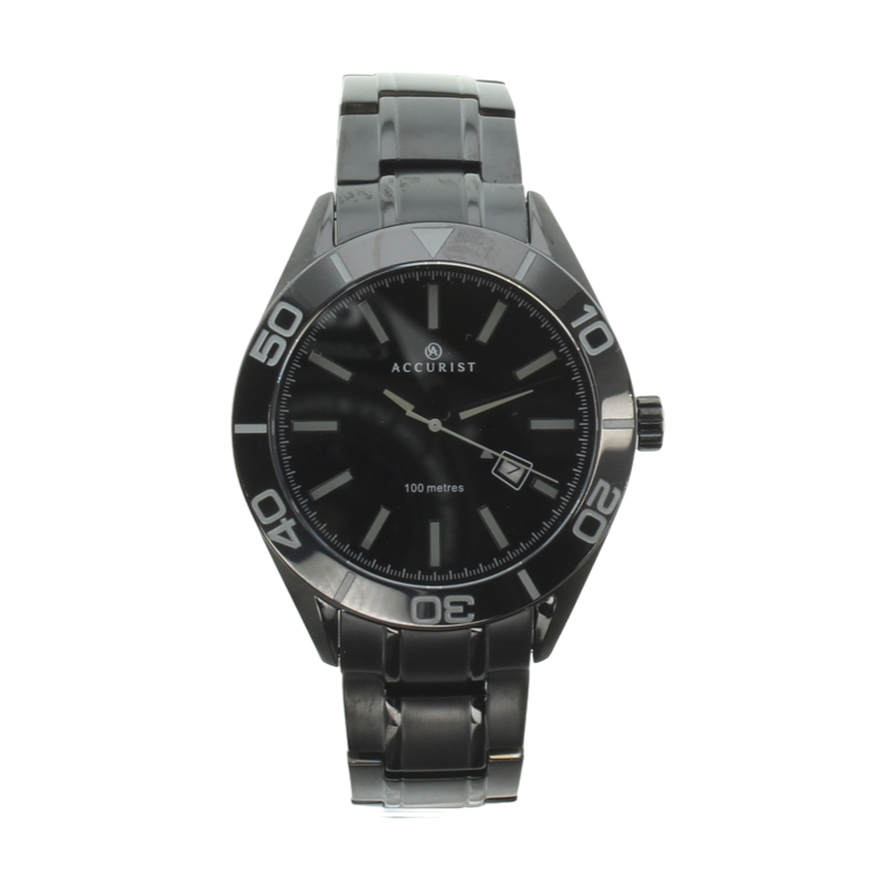 Accurist men's black on sale stainless steel bracelet watch