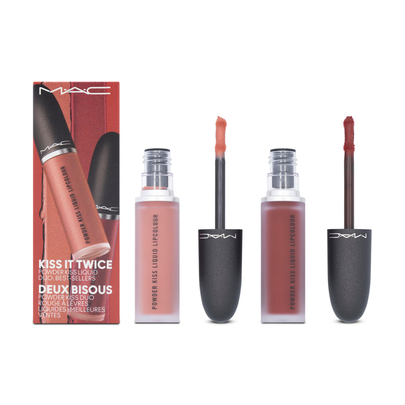 MAC Powder Kiss Liquid Lipstick Duo Red & Nude Set - 2 x 5ML