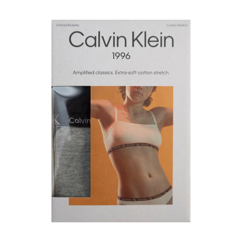 Calvin Klein 1996 Unlined Bralette Cotton Stretch Black/Grey Heather