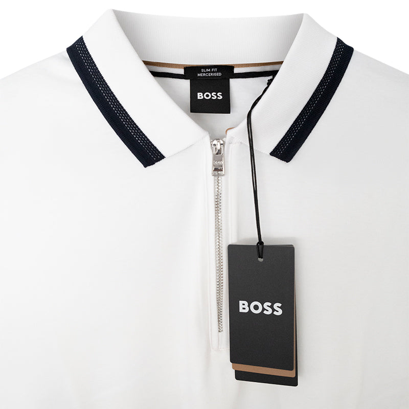 Hugo Boss Slim Fit Mercerised Polo Shirt Polston 33 White Men's
