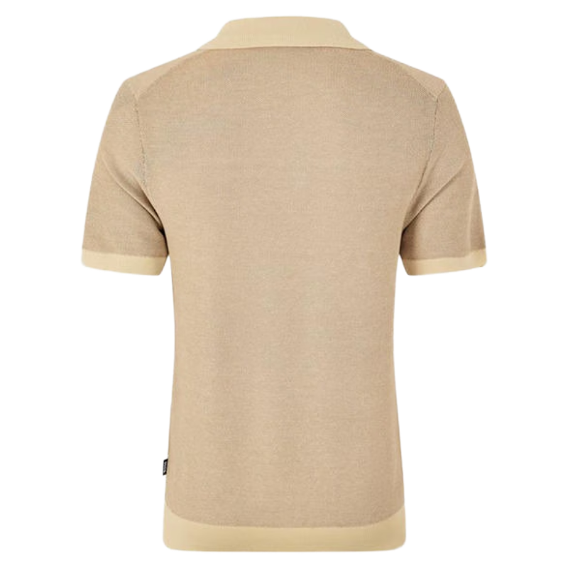 Hugo Boss Tempio Mens Knitted Polo Short Sleeve Shirt Beige