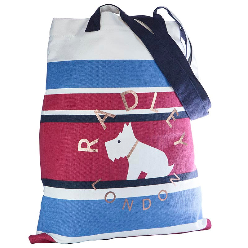 Radley Hampstead Shopping Tote Bag Cotton Red Blue
