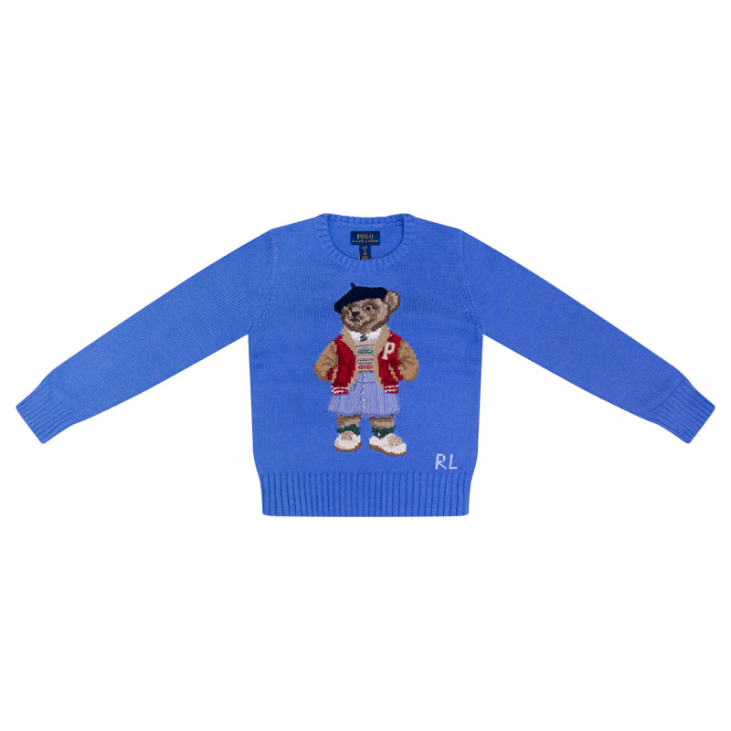 Ralph Lauren Polo Bear Knitted Girls Jumper Blue