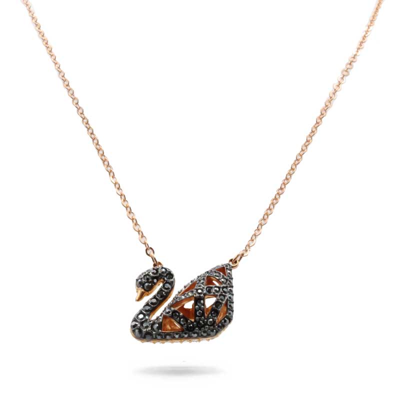 Swarovski Facet Swan Two-Tone Rose Gold Necklace