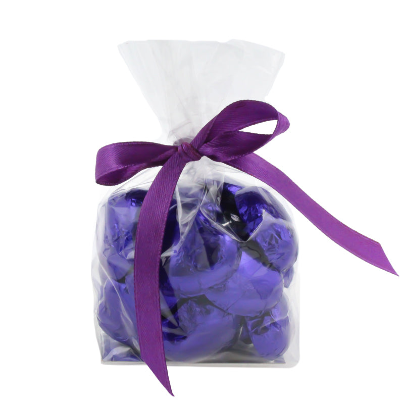 Luxury Solid Milk Chocolate Hearts 20 Purple Foil