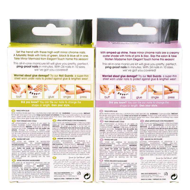 2 x Elegant Touch Chrome Collection False Nails