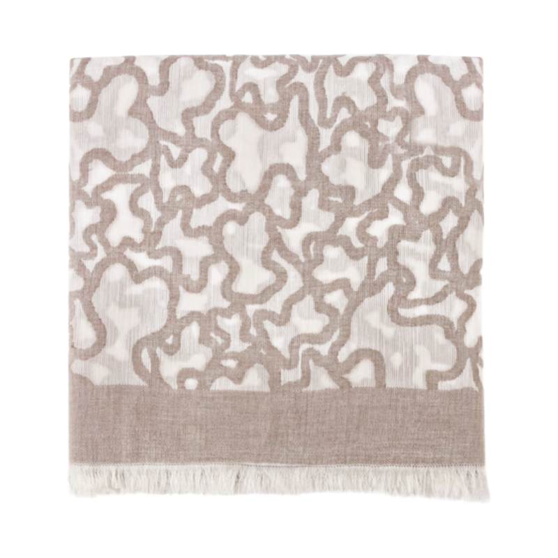 Tous Kaos Beige & White Cotton Scarf