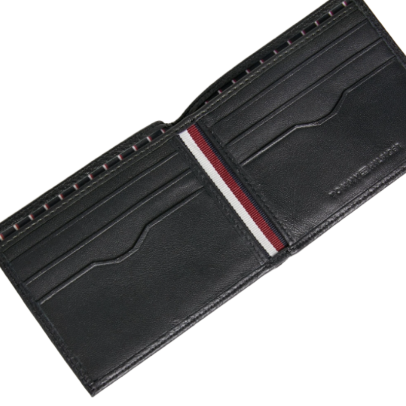 Tommy Hilfiger Mens Mini Credit Card Wallet Black 100% Leather