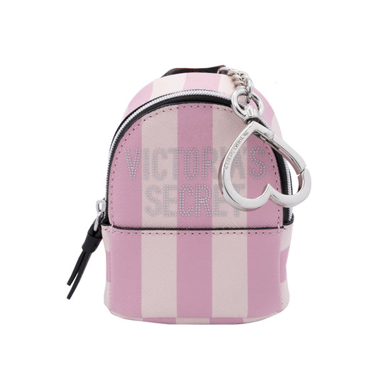 Victoria's Secret Pink Heart Striped Mini Backpack Keychain