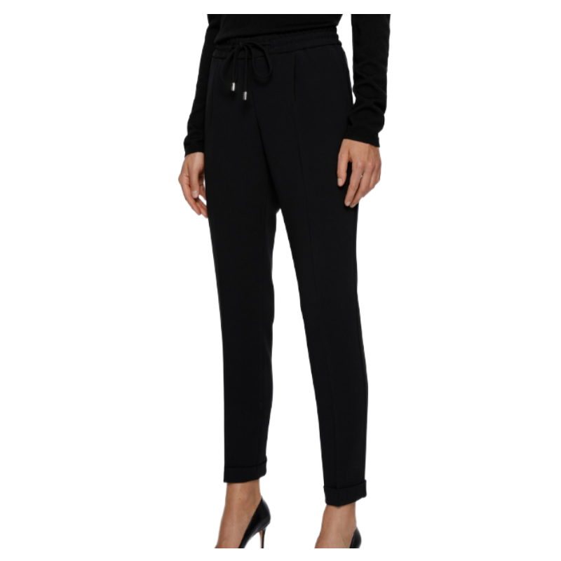 Hugo Boss Tariyana Women's Relaxed Fit Drawstring Cropped Trousers Black Size 38 (UK10)