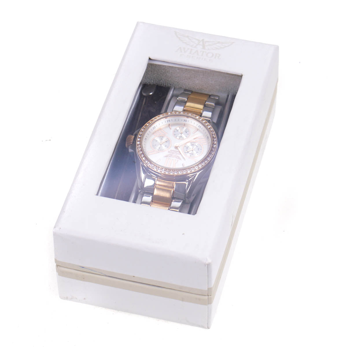 Aviator Ladies Watch Rose Gold & Steel 3 Straps (Blemished Box)