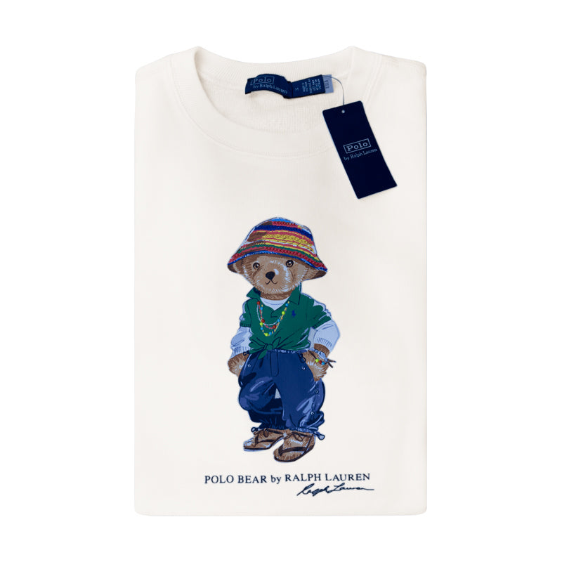 Ralph Lauren Cotton Polo Bear Fleece Jumper Cream Women's