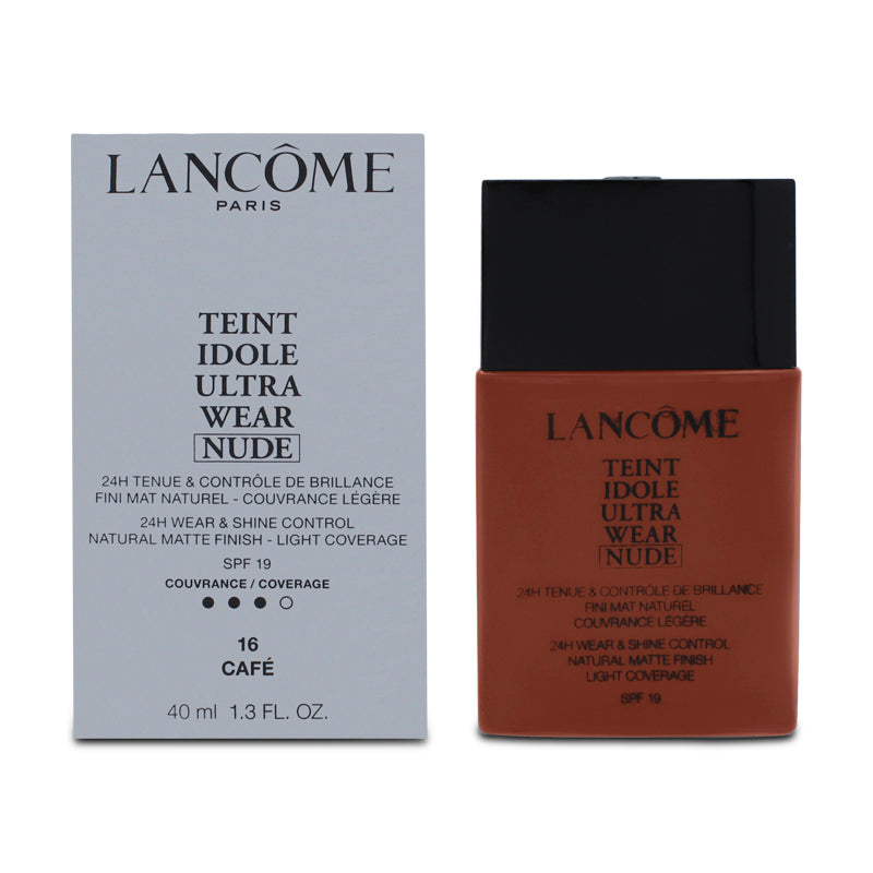 Lancome Teint Idole Ultra Wear Nude Foundation 16 Cafe SPF 19 40ml (Blemished Box)