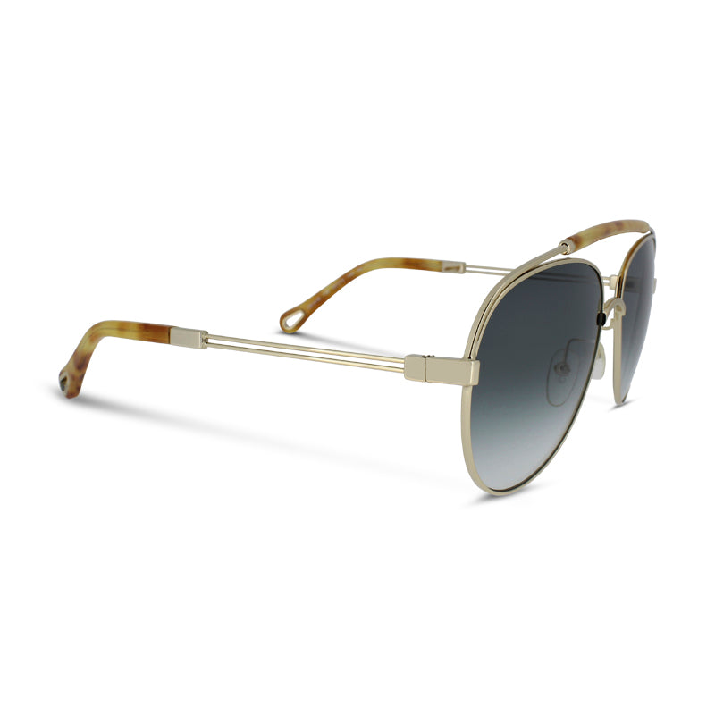 Chloe Gold & Blue Lens Aviator Sunglasses CE141S 736 (No Case)