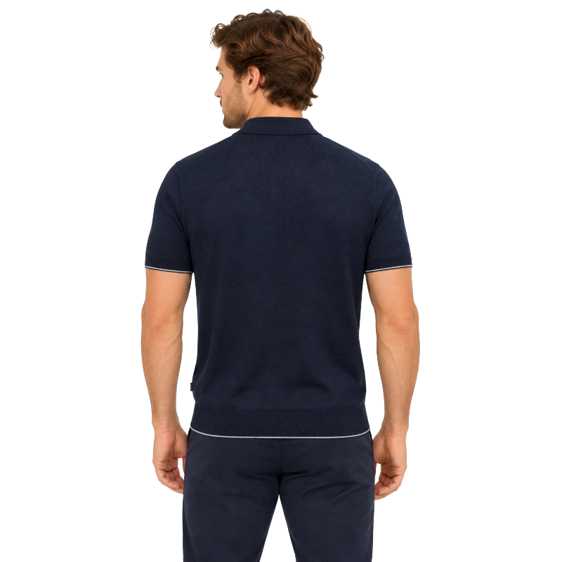 Hugo Boss Trieste Half Zip Men's Polo Shirt Dark Blue