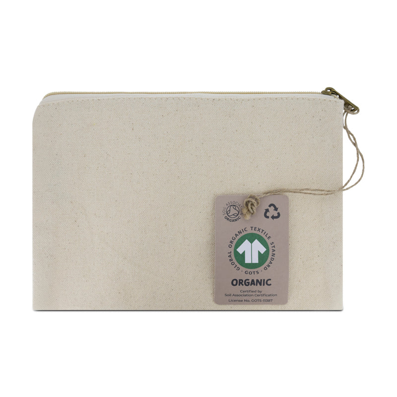 Gots Organic Natural Canvas Zip Pouch - Medium