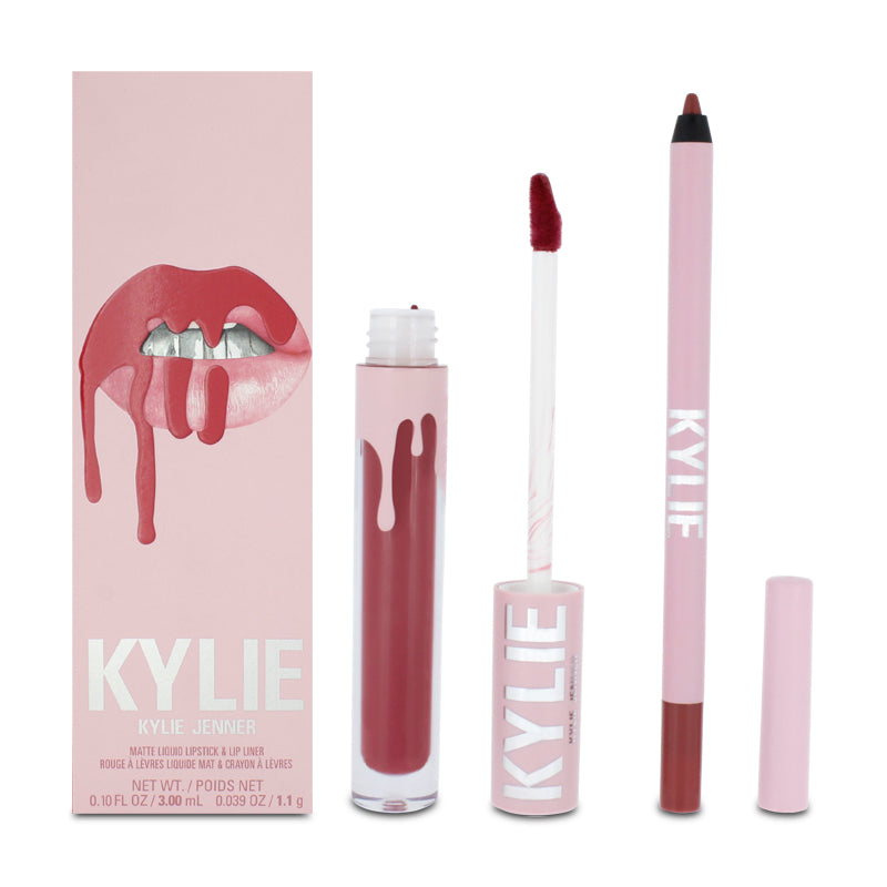Kylie Cosmetics Matte Berry Red Lipstick & Lip Liner Kit - Shade 401 Victoria (Blemished Box)