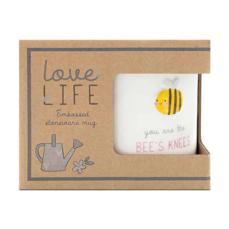 Love Life Embossed Stoneware Mug 'You Are The Bee's Knees'